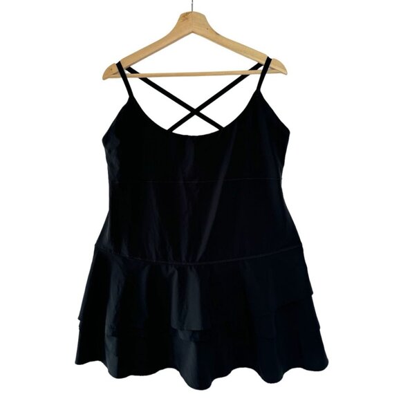 Aerie OffLine Black Real Me Maggie Ruffle Tennis Dress w/ Built in Shorts Large - Picture 3 of 13